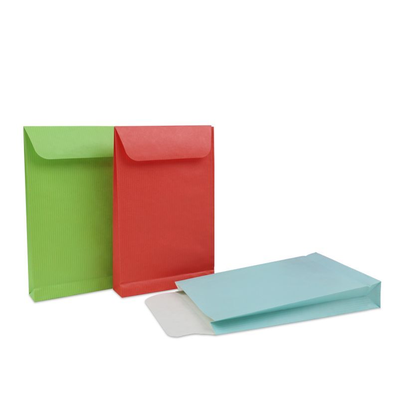 Papier-Geschenktüten mit Klappverschluss 12+3x19 cm Grün (1000 Stück) [FP-FPK335]