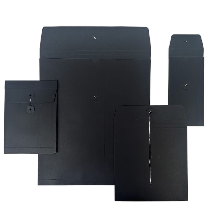Papier-Rechnungshüllen mit japanischem Verschluss 35x40+2x1,25 cm Schwarz (100 Stück) [FP-JGB012]