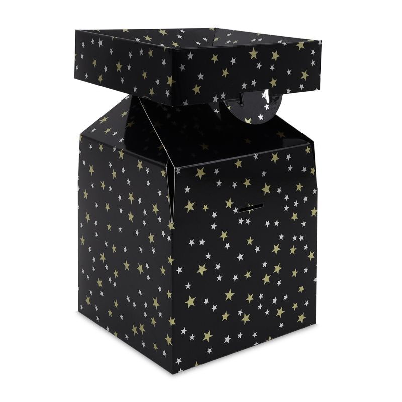 Weihnachts-Pop-up-Boxen - Stars 15x15x16 cm Schwarz (50 Stück) [FP-KDS001]