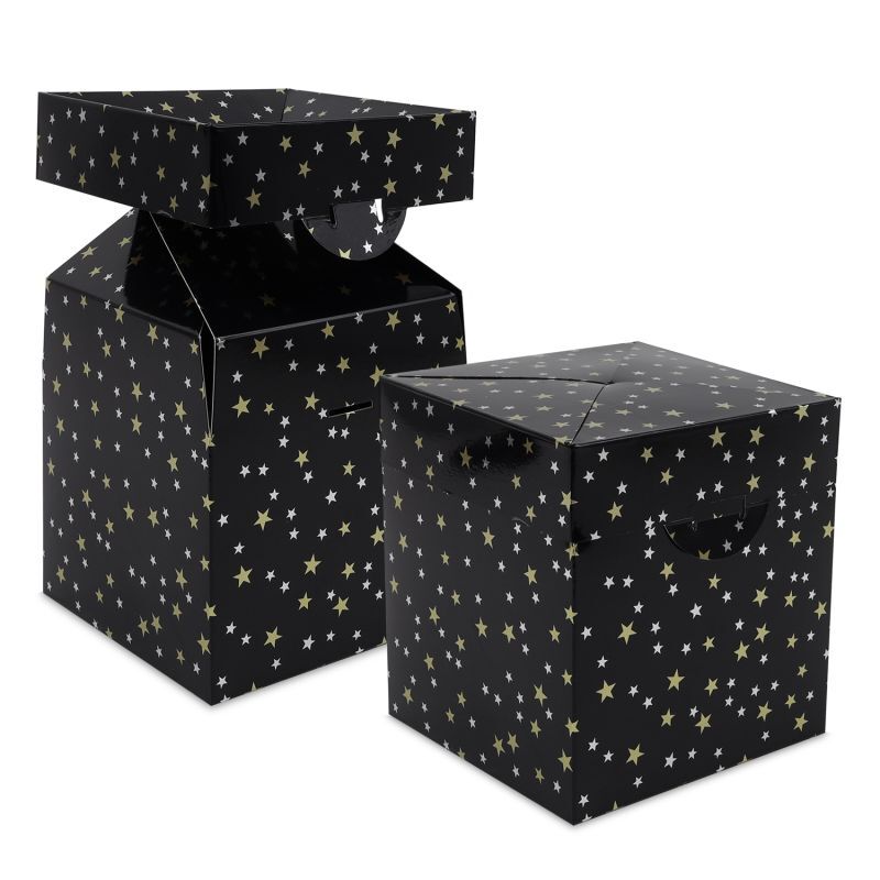 Weihnachts-Pop-up-Boxen - Stars 15x15x16 cm Schwarz (50 Stück) [FP-KDS001]