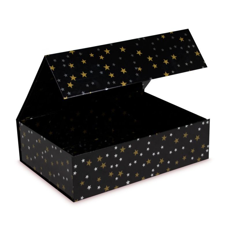 Weihnachts-Magnetboxen - Stars 35x25x10 cm Schwarz (25 Stück) [FP-KDS002]