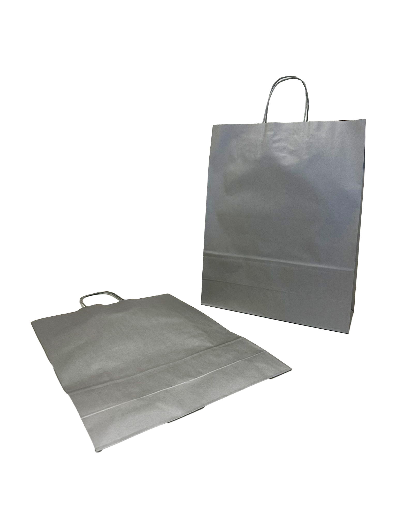 Papiertragetaschen Silber 32x12x41cm Kraft 100g/m² (50 Stück) [PAM3241SI]