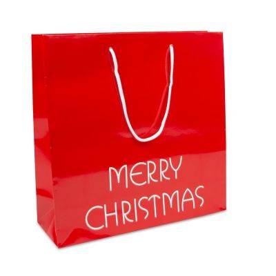 Luxuriöse Papier-Weihnachtstaschen - Merry Christmas 35+12x35 cm Rot (100 Stück) [FP-TOP994]