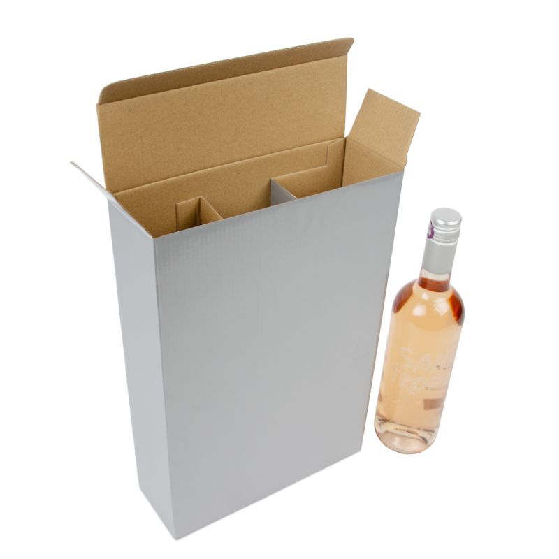 Karton-Weinflaschenboxen 24x8x36 cm Silber (30 Stück) [FP-VWL006]