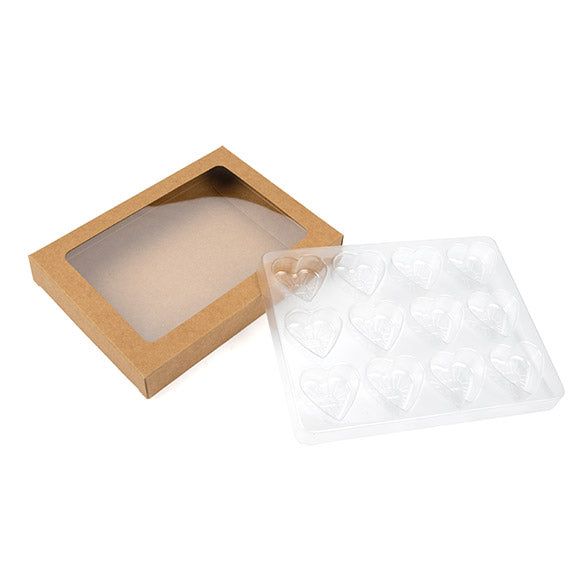 Schachteln Kraft für handgemachte Süßigkeiten, Herz-Einsatz 10.2x2.1x13.8 cm (25 Stück) [CNDYH271]