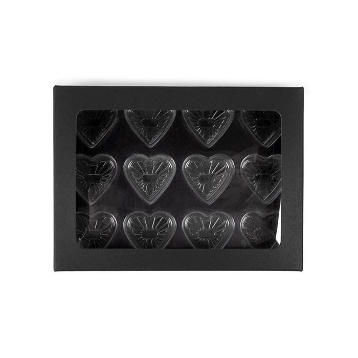 Black Kraft Artisan Candy Box Set, Heart Insert 10.2x2.1x13.8 cm (25 pieces) [CNDYH270B]