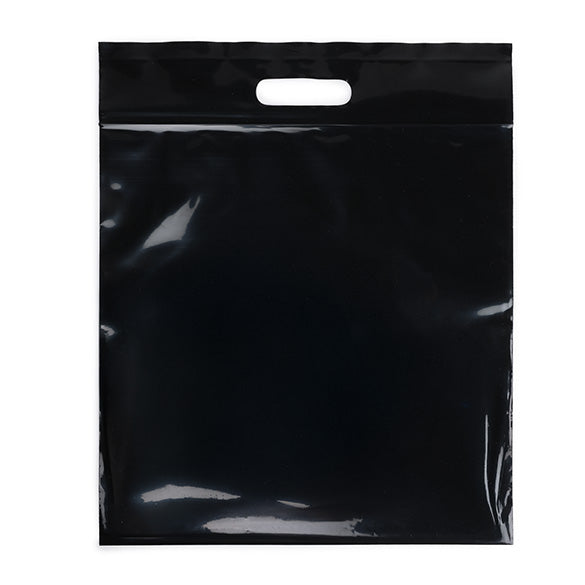 Polytragetaschen Schwarz 22.9x8.2x18.4cm 75 Mikron mit Druckverschluss (100 Stück) [ZH13BK5]
