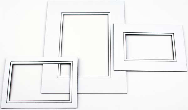 Fertig-Passepartouts mit 20.3x27cm Fenster - Weiß/Schwarz doppelte Dicke - 27.9x35.6cm Außenrahmen (10 Stück) [MD20197]