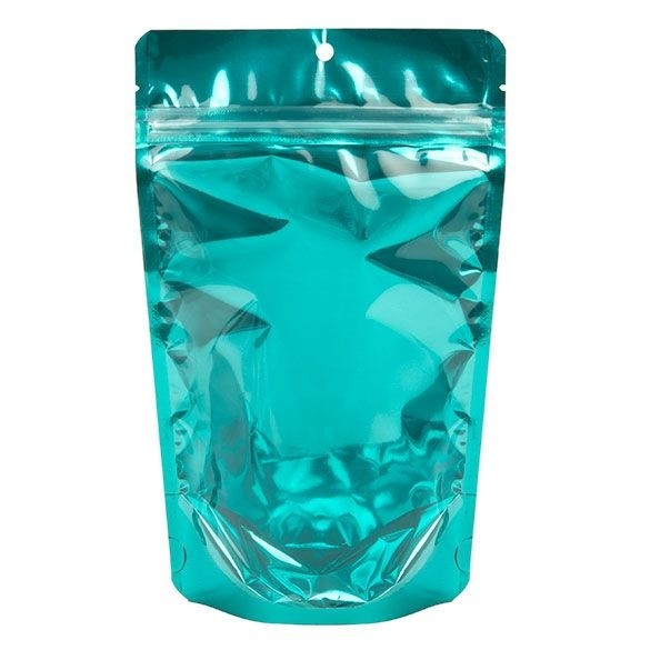 Standbodenbeutel Transparent/Türkis 13x7.9x20.6cm | 110 Gramm (100 Stück) [ZBGB3TL]