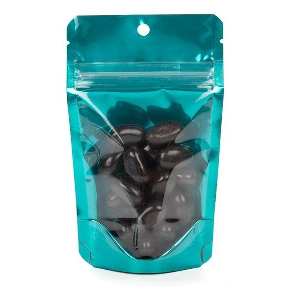 Standbodenbeutel Transparent/Türkis 7.9x5.1x13cm | 28 Gramm (100 Stück) [ZBGB1TL]