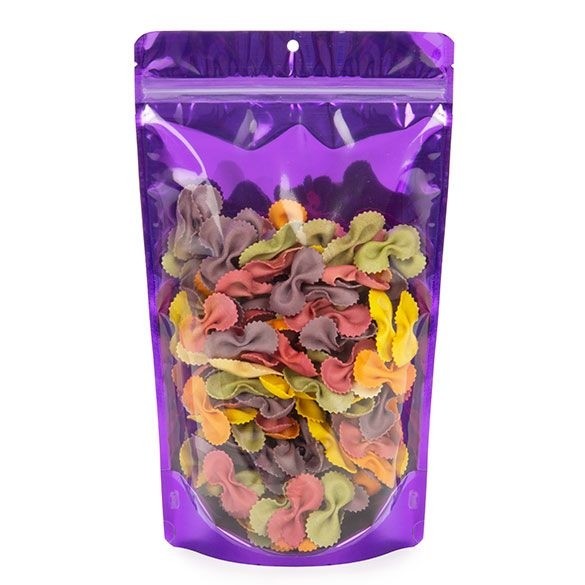 Standbodenbeutel Transparent/Lila 17.1x8.9x28.6cm | 340 Gramm (100 Stück) [ZBGB4VL]
