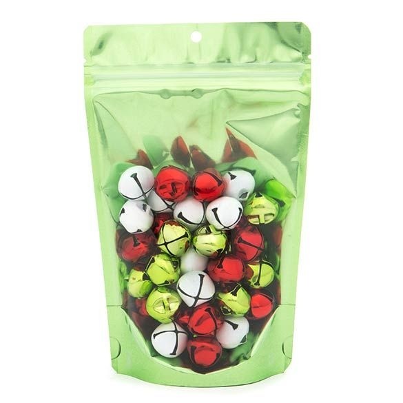 Standbodenbeutel Transparent/Grün 13x7.9x20.6cm | 110 Gramm (100 Stück) [ZBGB3GR]