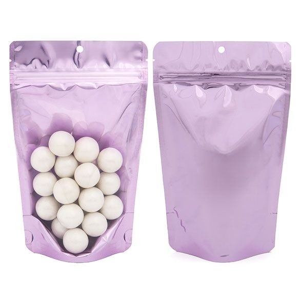 Standbodenbeutel Transparent/Lavendel 13x7.9x20.6cm | 113 Gramm (100 Stück) [ZBGB3LV]