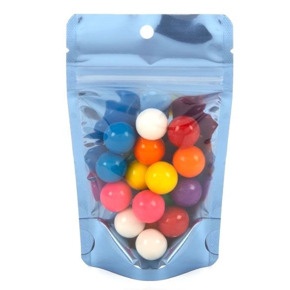 Standbodenbeutel Transparent/Blau 10.2x6x15.2cm | 57 Gramm (100 Stück) [ZBGB2BL]