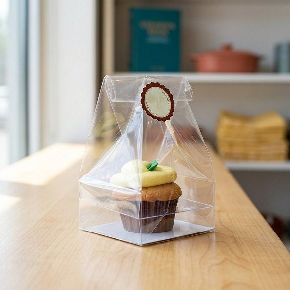 Cupcake-Beutel für 1 Cupcake 10.2x10.2x18cm Transparent (100 Stück) [CBG1]