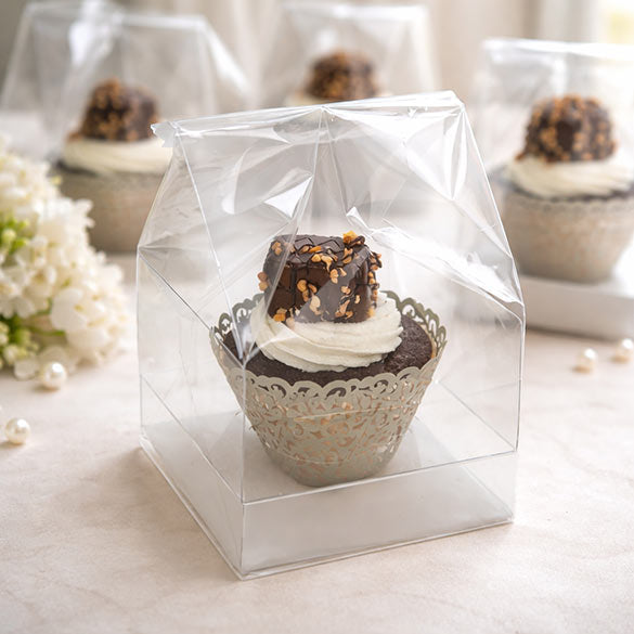 Cupcake-Beutel mit Einsatz für 1 Cupcake 10.2x10.2x17.8cm Transparent (100 Stück) [CBG4]