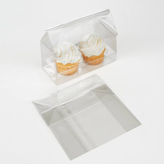 Cupcake-Beutel mit Einsatz für 2 Cupcakes 12.7x5.7x12.7cm Transparent (100 Stück) [CBG8]
