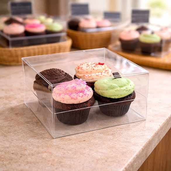 Cupcake-Boxen für 4 Cupcakes 19.1x17.8x10.2cm Transparent (100 Stück) [CBS177]
