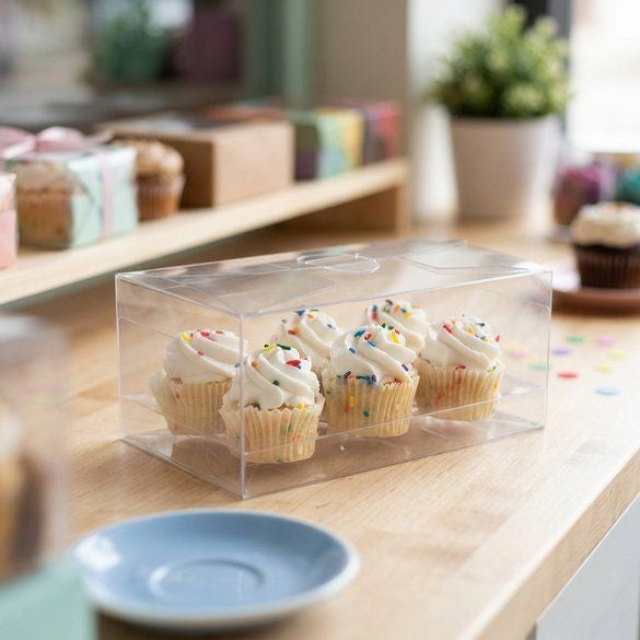 Plastic Gift Boxes for 6 mini Cupcakes or muffins 17.8x10.2x7.6cm (100 pieces) [CBS179]