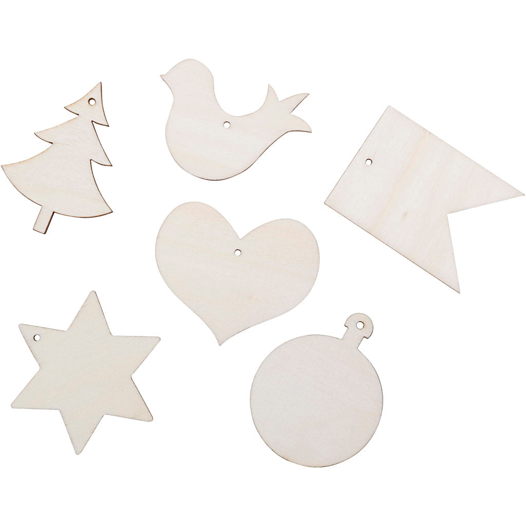 Wooden figures for decoration, size 6x6 cm, 24 pc