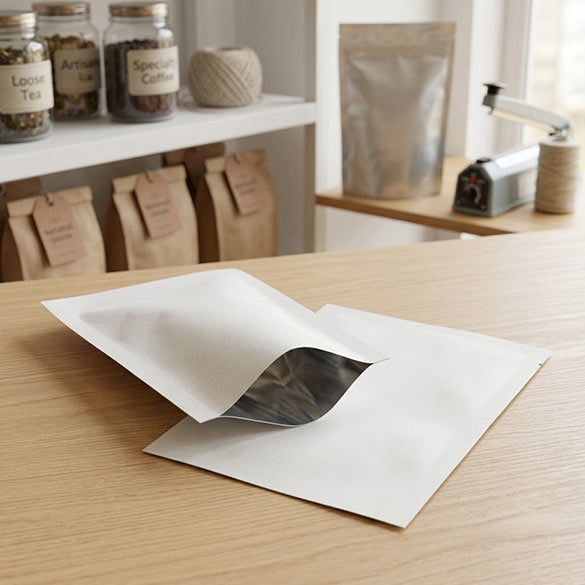 Kunststoffbeutel Weiß 6,5x9cm Manipulationssicher und mit Hitze Verschweißbar (100 Stück) [CRB1W]