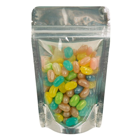 Standbodenbeutel Transparent/Gold 9.5x5.7x15.7cm | 57 Gramm (100 Stück) [ZBGG35]