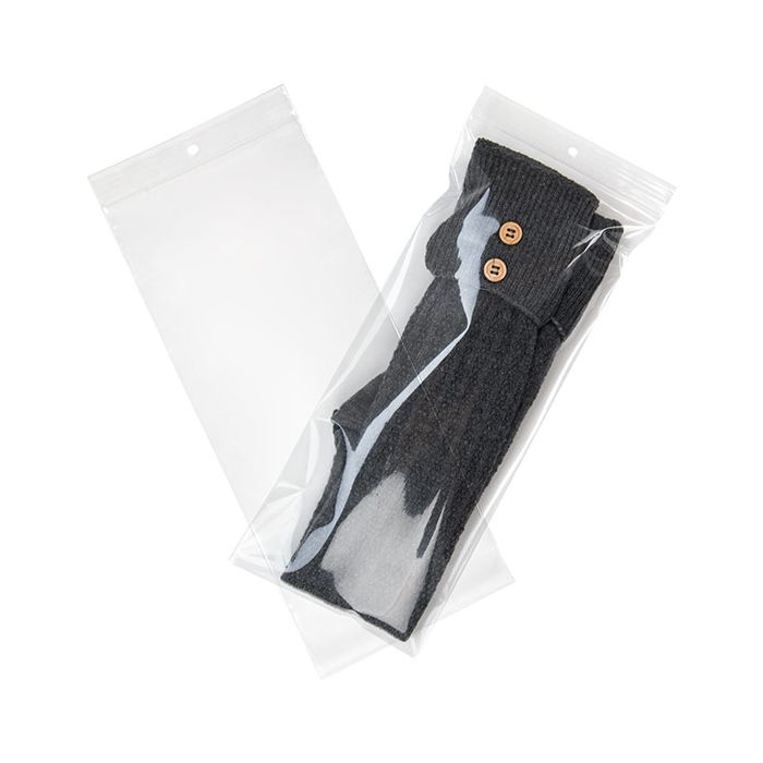 Grip Seal Bags with Hang hole 12.5x30.5cm Crystal Clear PP 100 micron