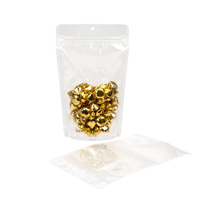 Standbodenbeutel Transparent 13x8x20.5cm mit Aufhängeloch | 110 Gramm (100 Stück) [ZBGCC3H]