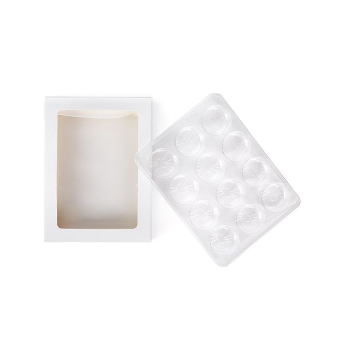 White Kraft Artisan Candy Box Set, Round Insert 10.2x2.1x13.8 cm (25 pieces) [CNDYR270W]