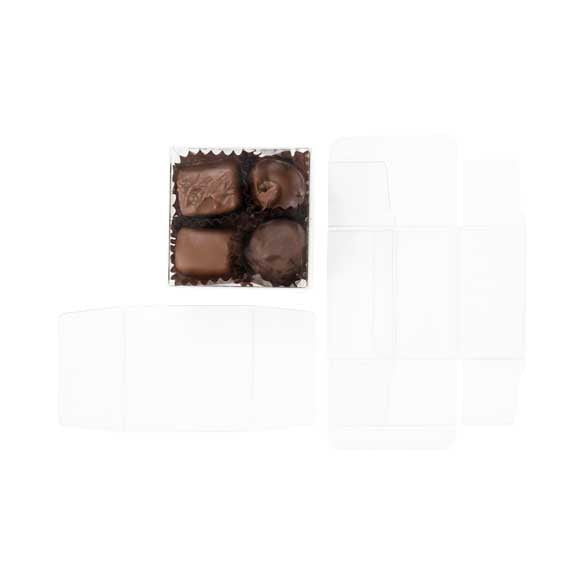 Schokoladenschachteln mit Einsatz 7x3.7x7cm Transparent (100 Stück) [CNDY227]