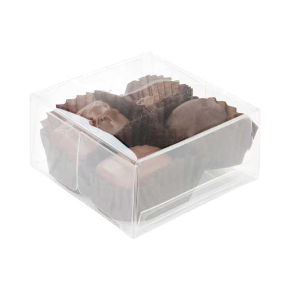 Schokoladenschachteln mit Einsatz 7x3.7x7cm Transparent (100 Stück) [CNDY227]
