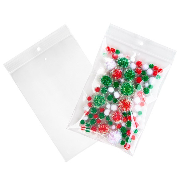 Druckverschlussbeutel mit Aufhängeloch 12.5x18cm Kristallklar und mit Luftloch PP 50 Mikron (100 Stück) [ZR57V]