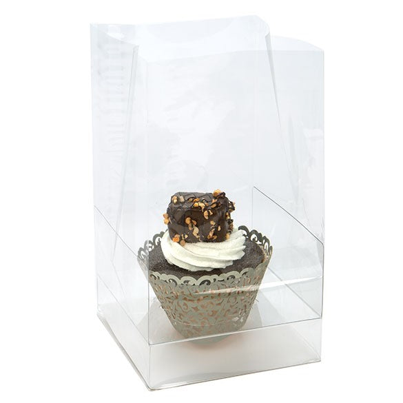 Cupcake-Beutel mit Einsatz für 1 Cupcake 10.2x10.2x17.8cm Transparent (100 Stück) [CBG4]