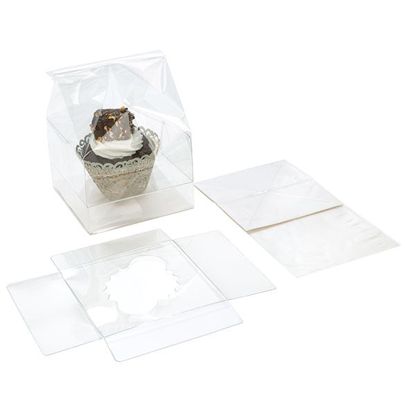 Cupcake-Beutel mit Einsatz für 1 Cupcake 10.2x10.2x17.8cm Transparent (100 Stück) [CBG4]