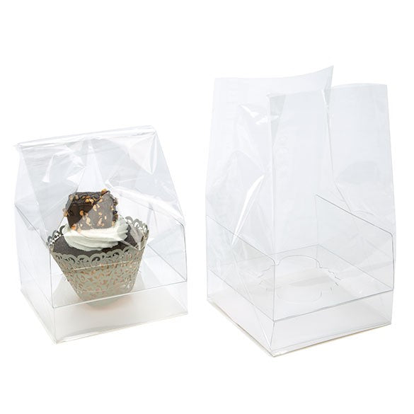 Cupcake-Beutel mit Einsatz für 1 Cupcake 10.2x10.2x17.8cm Transparent (100 Stück) [CBG4]