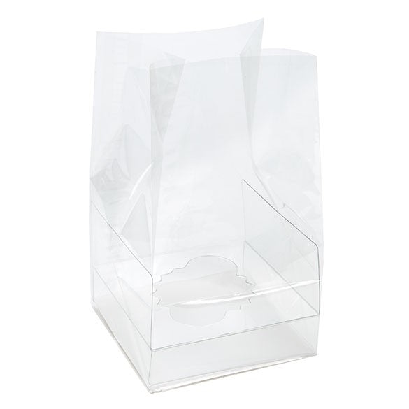Cupcake-Beutel mit Einsatz für 1 Cupcake 10.2x10.2x17.8cm Transparent (100 Stück) [CBG4]