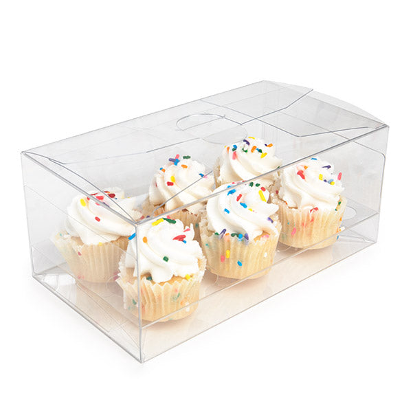 Plastic Gift Boxes for 6 mini Cupcakes or muffins 17.8x10.2x7.6cm (100 pieces) [CBS179]