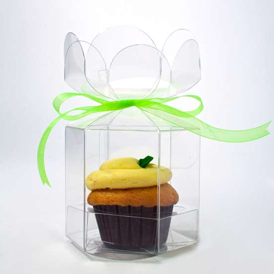 Cupcake-Boxen mit Blumenspitze für 1 Cupcake 9.5x9.5x10.2cm Transparent (100 Stück) [CBS212]
