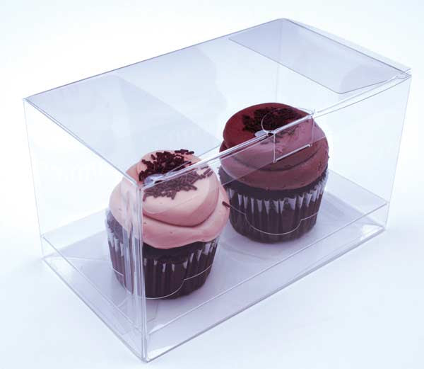 Cupcake-Boxen für 2 Cupcakes 17.8x10.2x10.2cm Transparent (100 Stück) [CBS174]