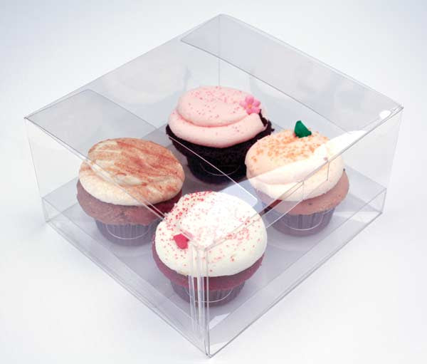 Cupcake-Boxen für 4 Cupcakes 19.1x17.8x10.2cm Transparent (100 Stück) [CBS177]