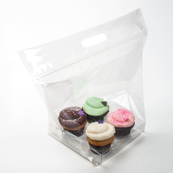 Cupcake Tragetaschen mit Verschluss für 2 Stück (+ Einsatz) 10,2x7,8x15,2cm (100 Stück) [CZHB3]
