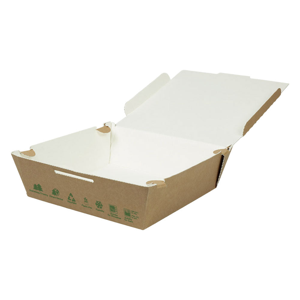Take-away-Boxen Karton 22x6,6x21 cm 1700 ml Braun bio-beschichtet (300 Stück) [GB-DFC04261]