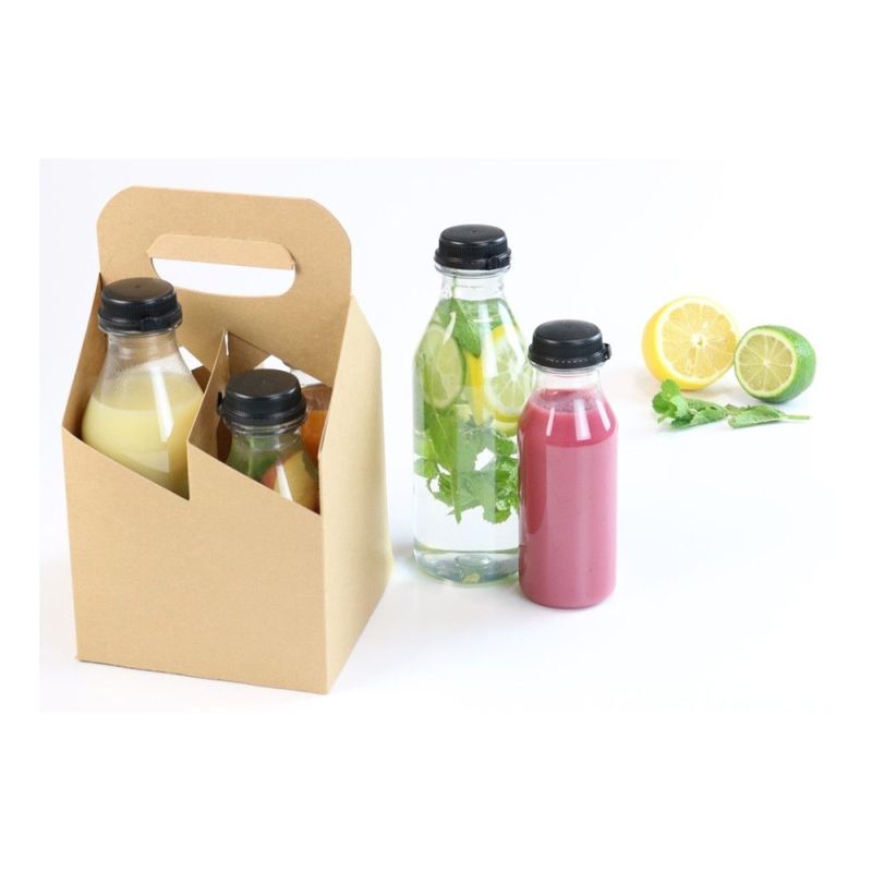 Flaschentablett aus Karton für 4 rPET-Flaschen faltbar (150 Stück) [GB-DRE04971]