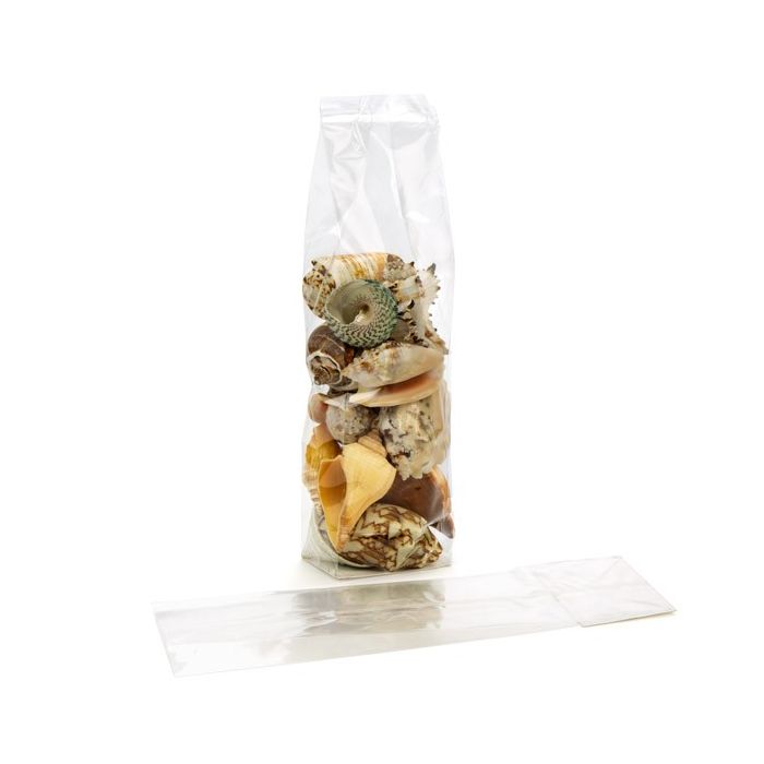 Blockbodenbeutel 6.4x5.1x24.8cm Transparent mit Bodenblatt (100 Stück) [FGPBH12]