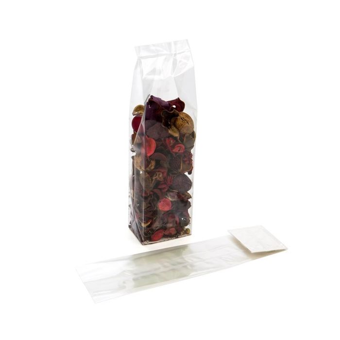 Blockbodenbeutel 6.7x4.8x26cm Transparent mit Bodenblatt (100 Stück) [FGPBH13]