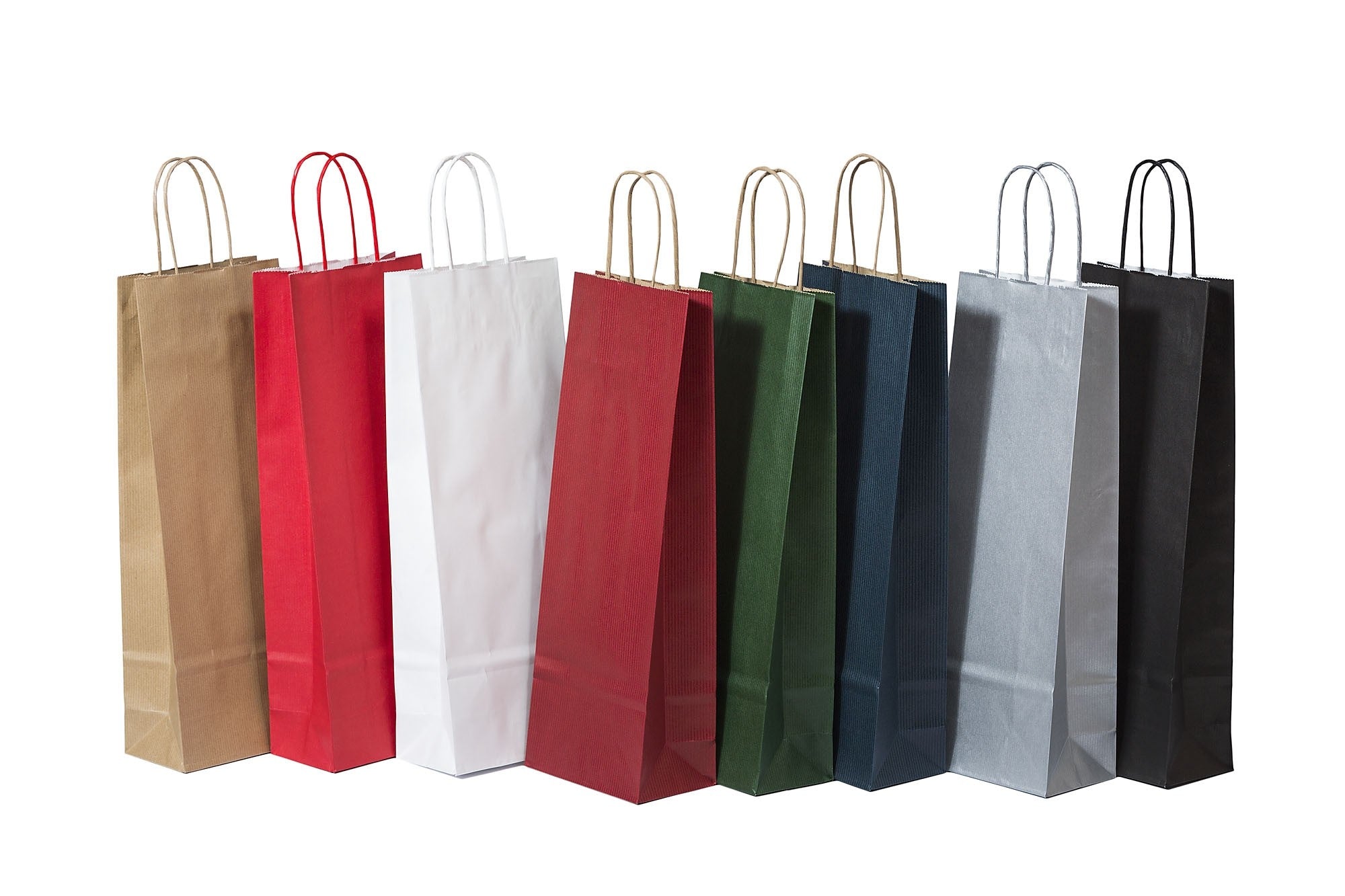 Papiertragetaschen für Flaschen 14x8x39cm Dunkelblau (50 Stück) [PAWF1439DKBL]