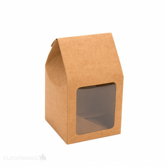 Kraft Gift Boxes with Window 8.9x8.9x16.5cm