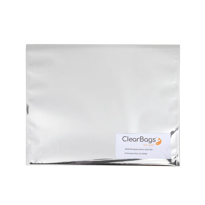 Glamour-Versandtaschen Metallisch Silber mit Sichtfenster 30.5x23cm  (100 Stück) [MMW129S]