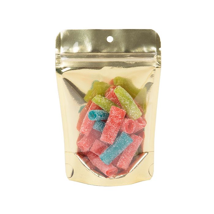 Standbodenbeutel Transparent/Gold 10.2x6x15.2cm 57 Gramm (100 Stück) [ZBG2GLG]