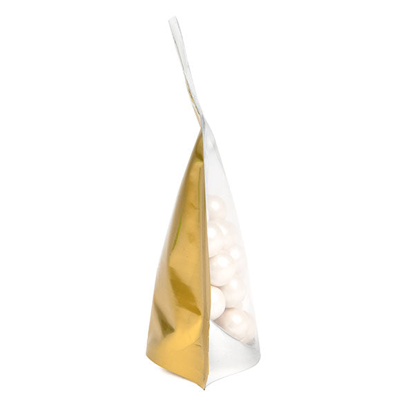 Standbodenbeutel Transparent/Gold 10.2x6x15.2cm | 57 Gramm (100 Stück) [ZBGG2]